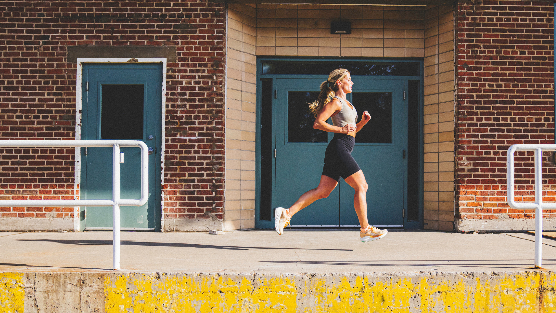 Woman running in urban environment