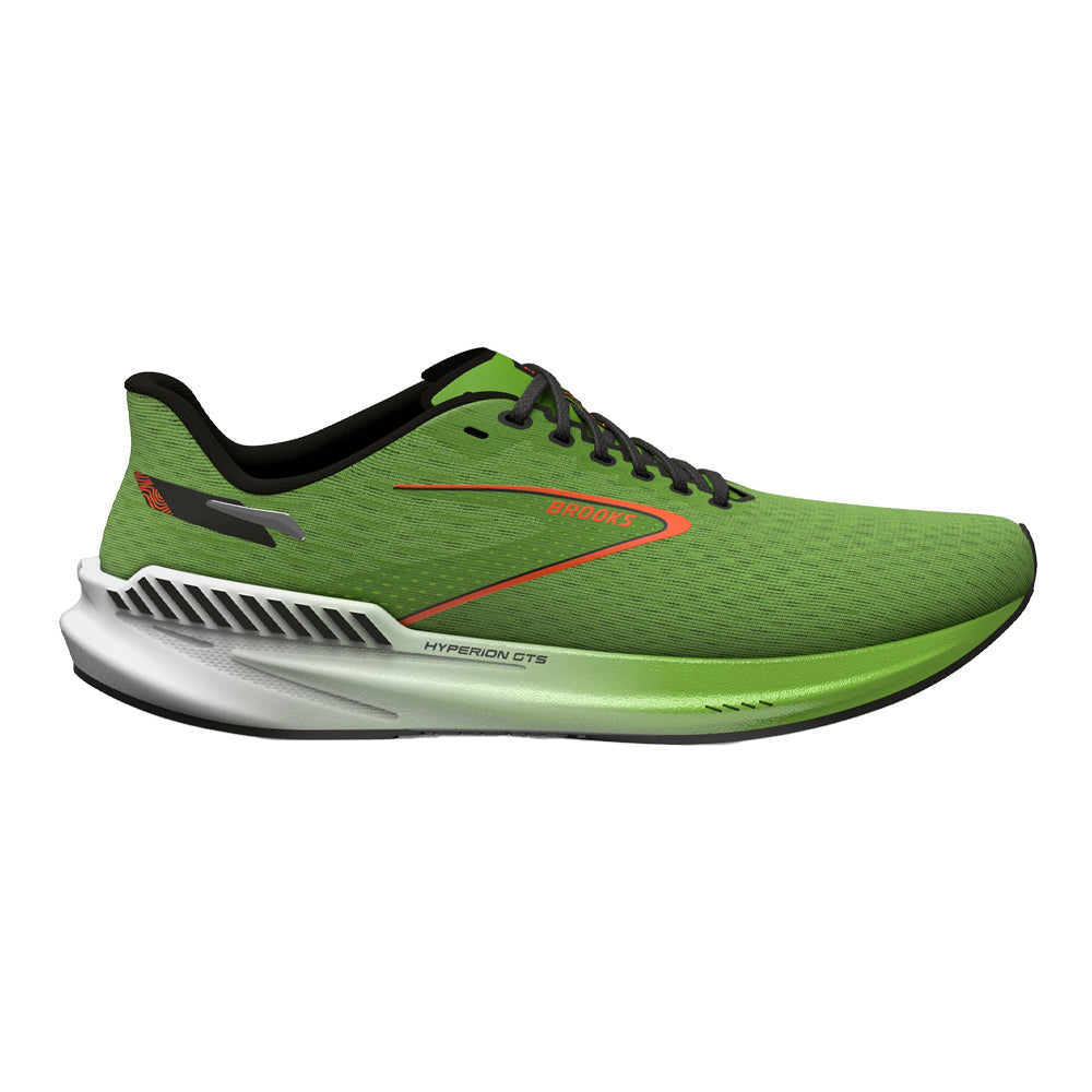 Brooks-Men's Brooks Hyperion GTS-Green Gecko/Red Orange/White-Pacers Running