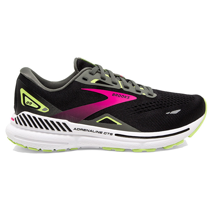 Women's Brooks Adrenaline GTS 23, Black/Gunmetal/Sharp Green, 6 2A Narrow
