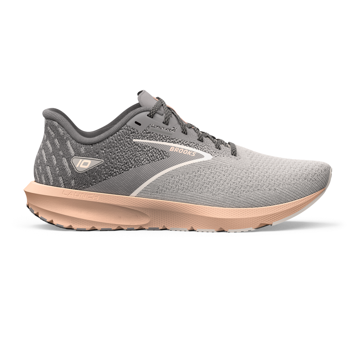 Brooks-Women's Brooks Launch 10-Grey/Crystal Grey/Pale Peach-Pacers Running
