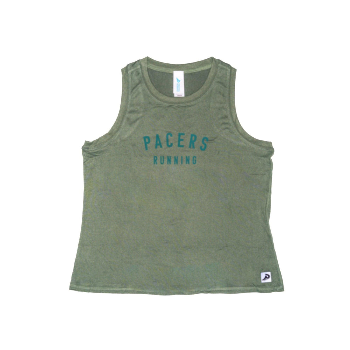 Sky Manufacturing-Women's High Neck Crop Tank Top-Heather Sage-Pacers Running