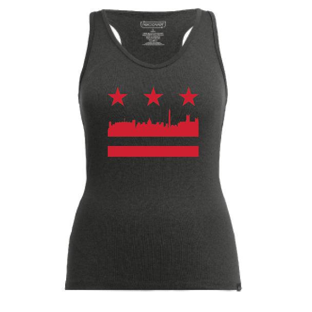 Recover-Women's Recover DC Flag Sport Tank-Black Heather-Pacers Running