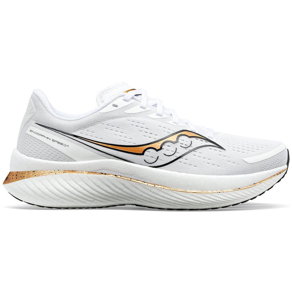 Saucony-Women's Saucony Endorphin Speed 3-White/Gold-Pacers Running