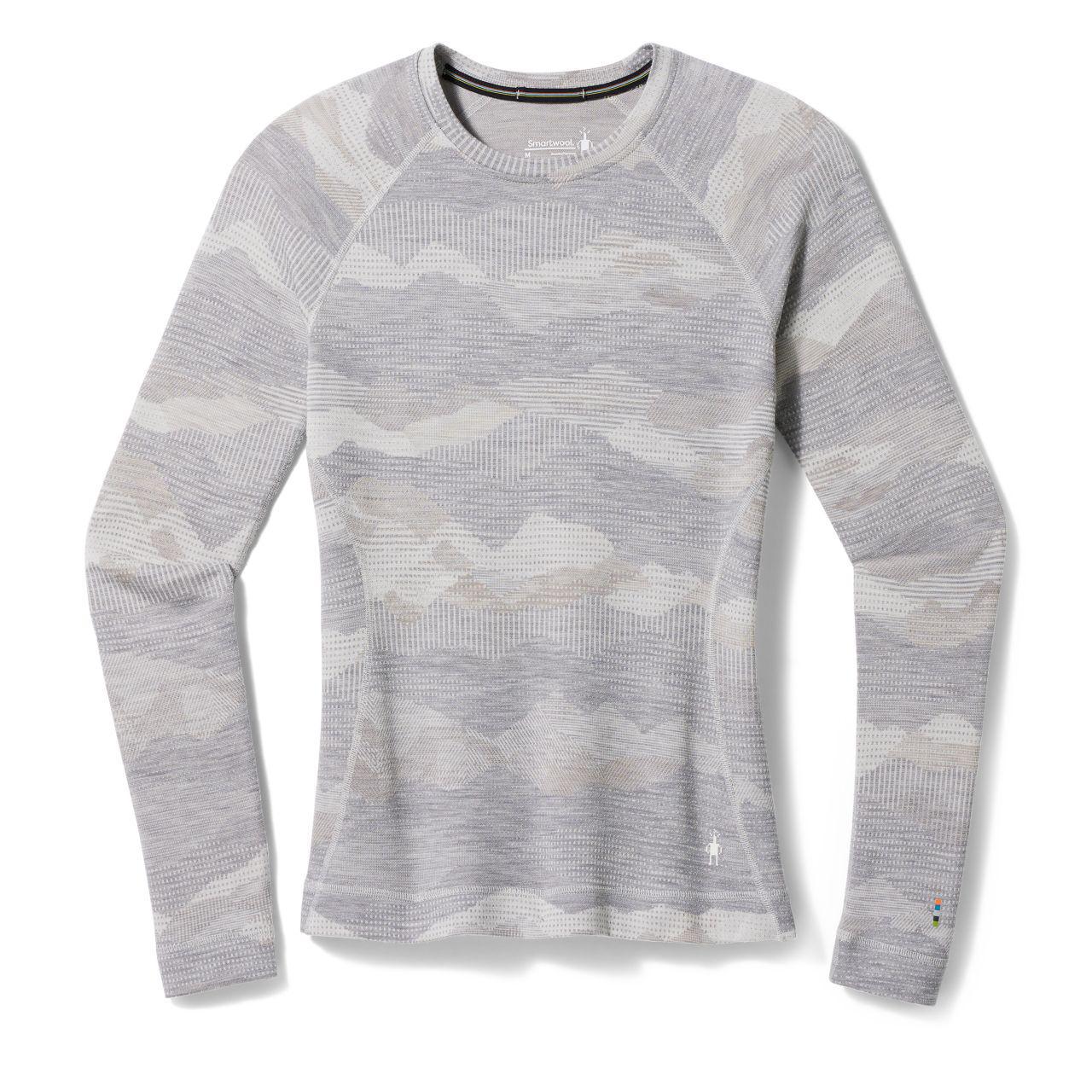 Smartwool-Women's Smartwool Classic Thermal Merino Base Layer Crew-Light Gray Mountain Scape-Pacers Running