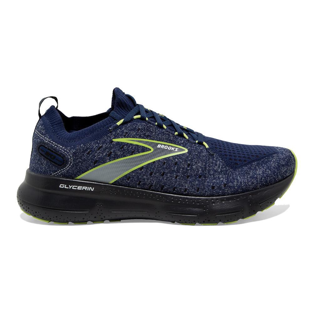 Brooks-Men's Brooks Glycerin StealthFit 20-Blue/Ebony/Lime-Pacers Running