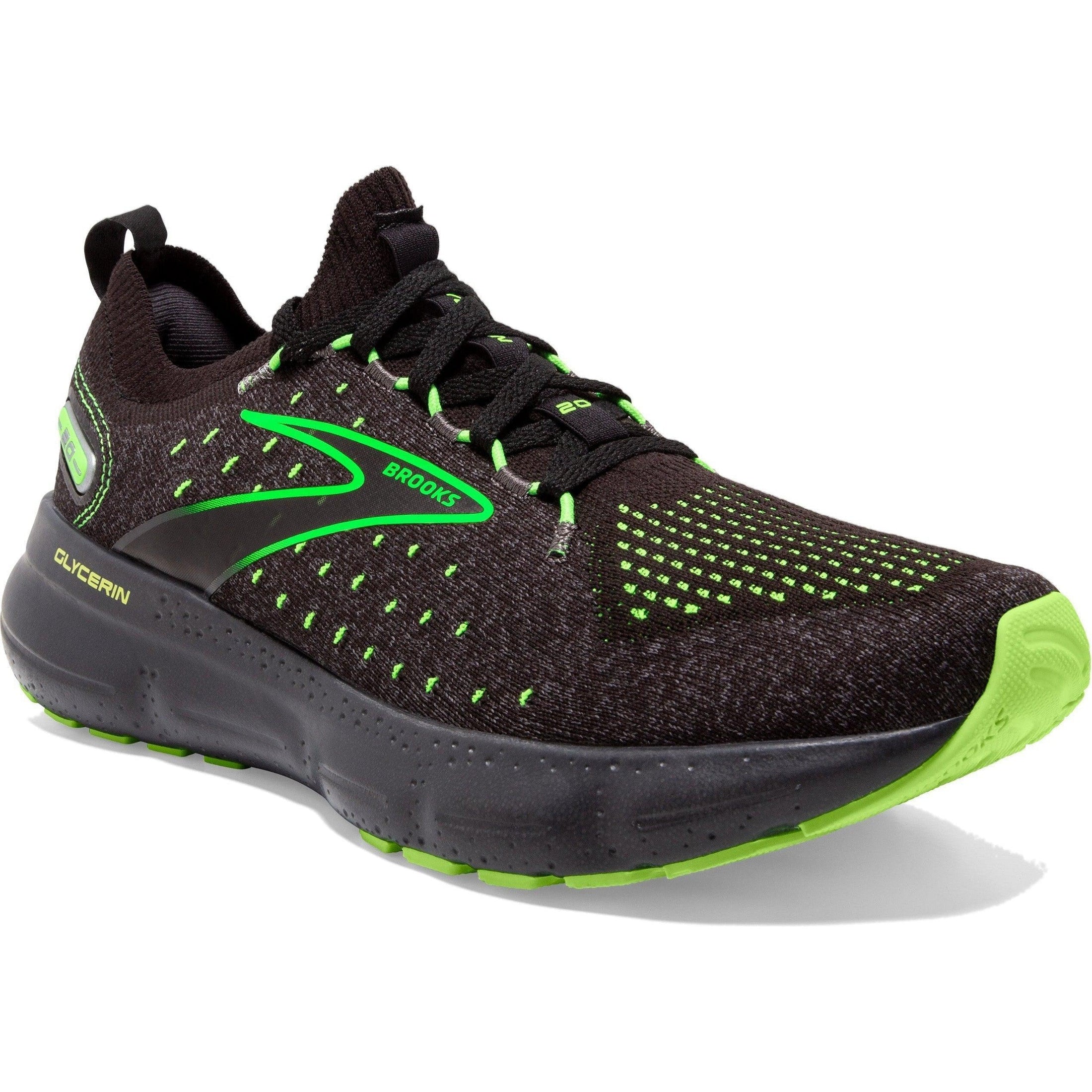 Brooks-Men's Brooks Glycerin StealthFit 20-Black/Pearl/Green Gecko-Pacers Running