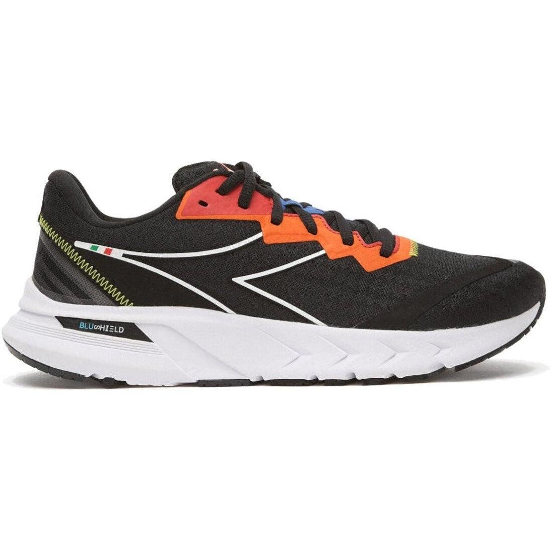 Diadora-Men's Diadora Mythos Blushield Volo 2-Black/White/Vermillion Orange-Pacers Running