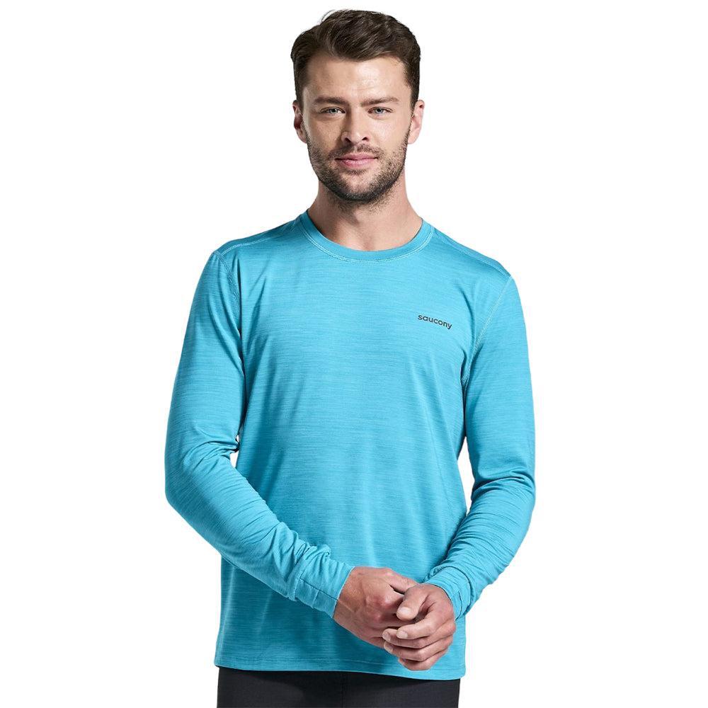 Saucony-Men's Saucony Boulder Baselayer-Turquoise Heather-Pacers Running
