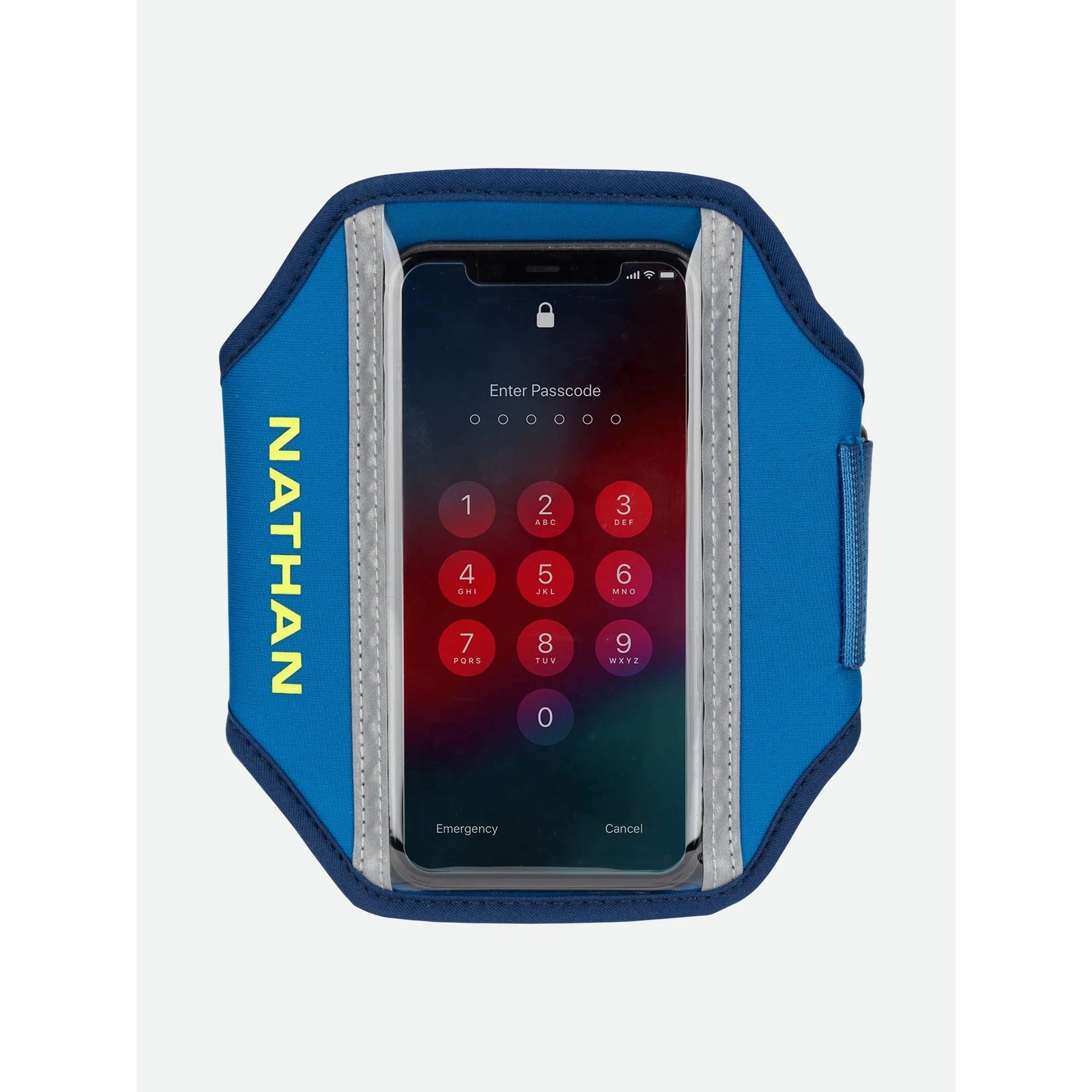 Nathan-Nathan Super 5K Smartphone Armband-Deep Blue/Safety Yellow-Pacers Running