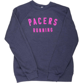 Pacers Running-Pacers Running Sweatshirt-Heather Navy/Pink Screen-Pacers Running