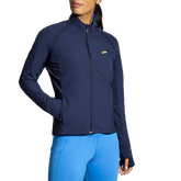 Brooks-Women's Brooks Fusion Hybrid Jacket-Navy/Blue Bolt-Pacers Running