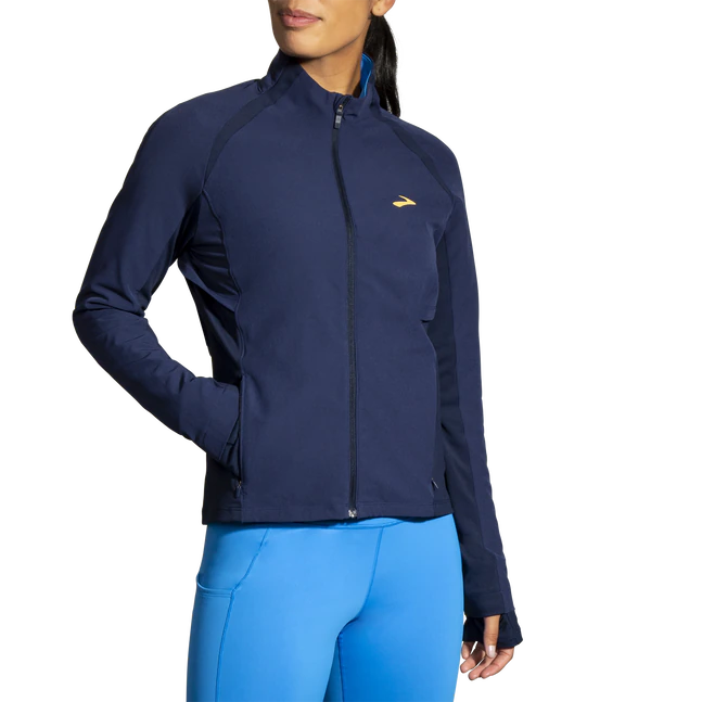 Brooks-Women's Brooks Fusion Hybrid Jacket-Navy/Blue Bolt-Pacers Running