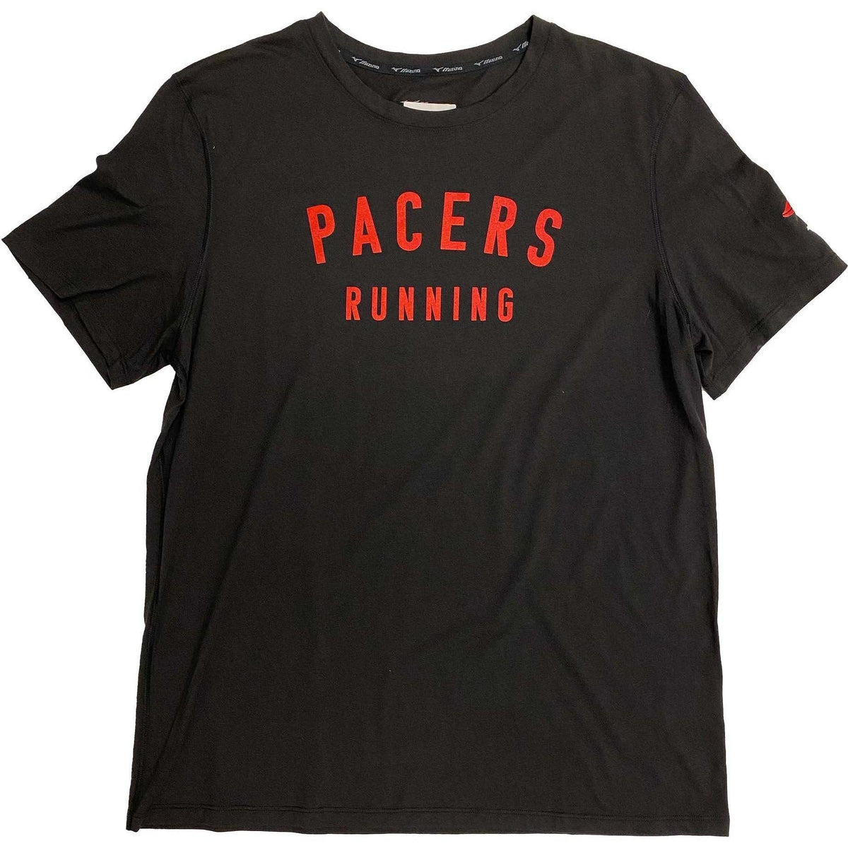 Pacers Running-Women's Mizuno Pacers Running Short Sleeve-Pure Black/Red Screen-Pacers Running