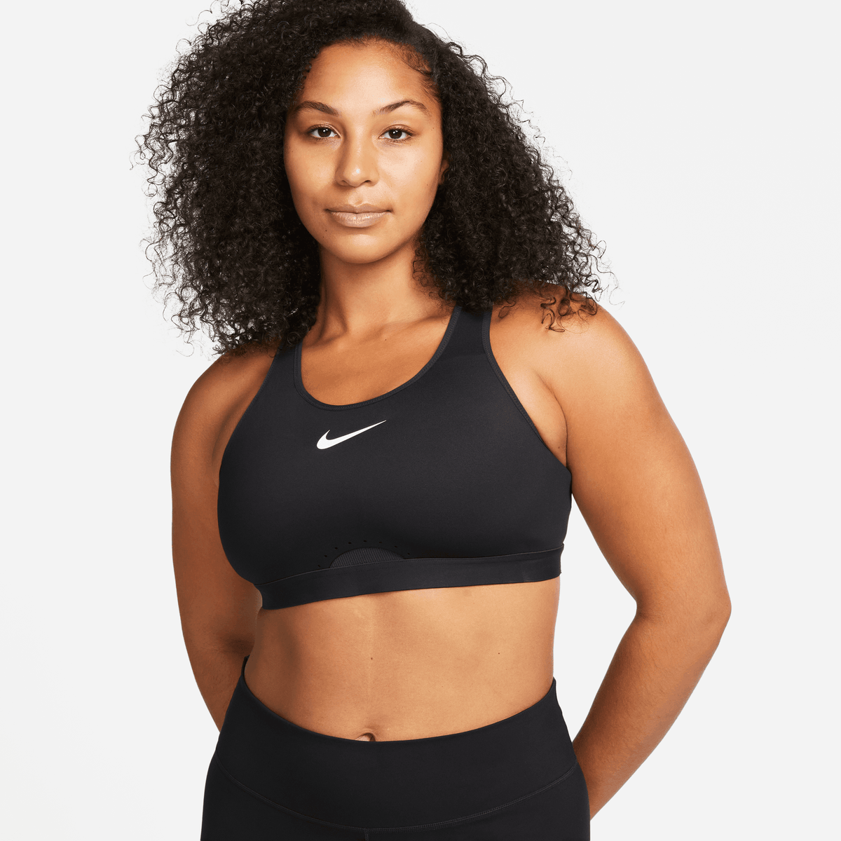 Nike-Women's Nike DRI-FIT High Support Swoosh Bra-Black-Pacers Running