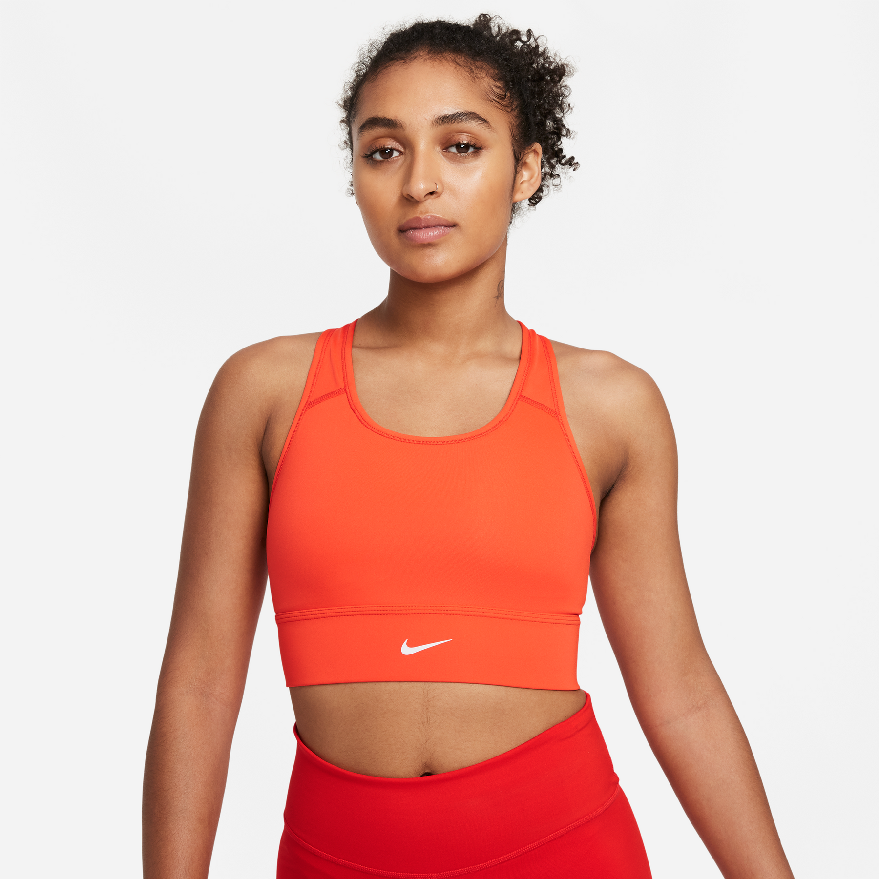 Nike-Women's Nike Dri-FIT Swoosh Padded Bra-Chile Red/White-Pacers Running