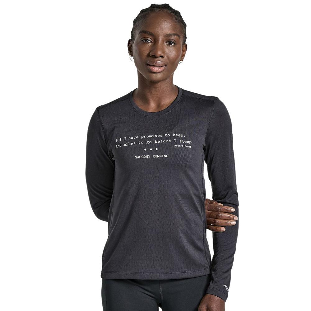 Saucony-Women's Saucony Stopwatch Graphic Long Sleeve-Black Graphic-Pacers Running