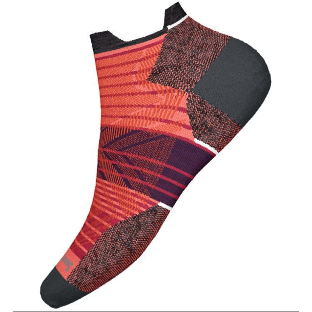 Smartwool-Women's Smartwool Run Zero Cushion Stripe Low Ankle Socks-Bright Coral-Pacers Running